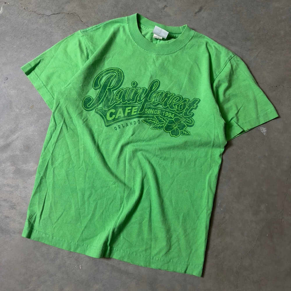Vintage Rainforest Cafe T Shirt Mens Small Green Orlando Florida 90s Souvenir